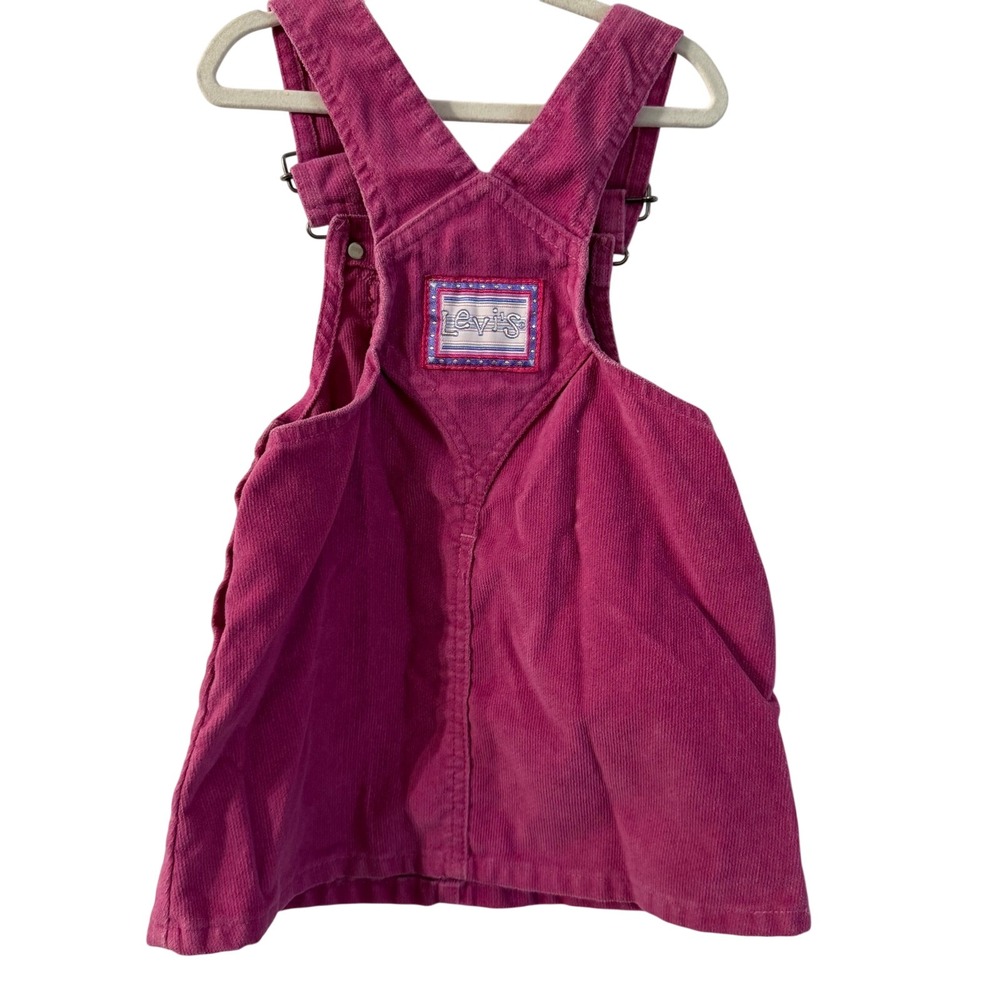 Vintage 80s/90s girls overall dress pink corduroy short girls 2t cotton adjust